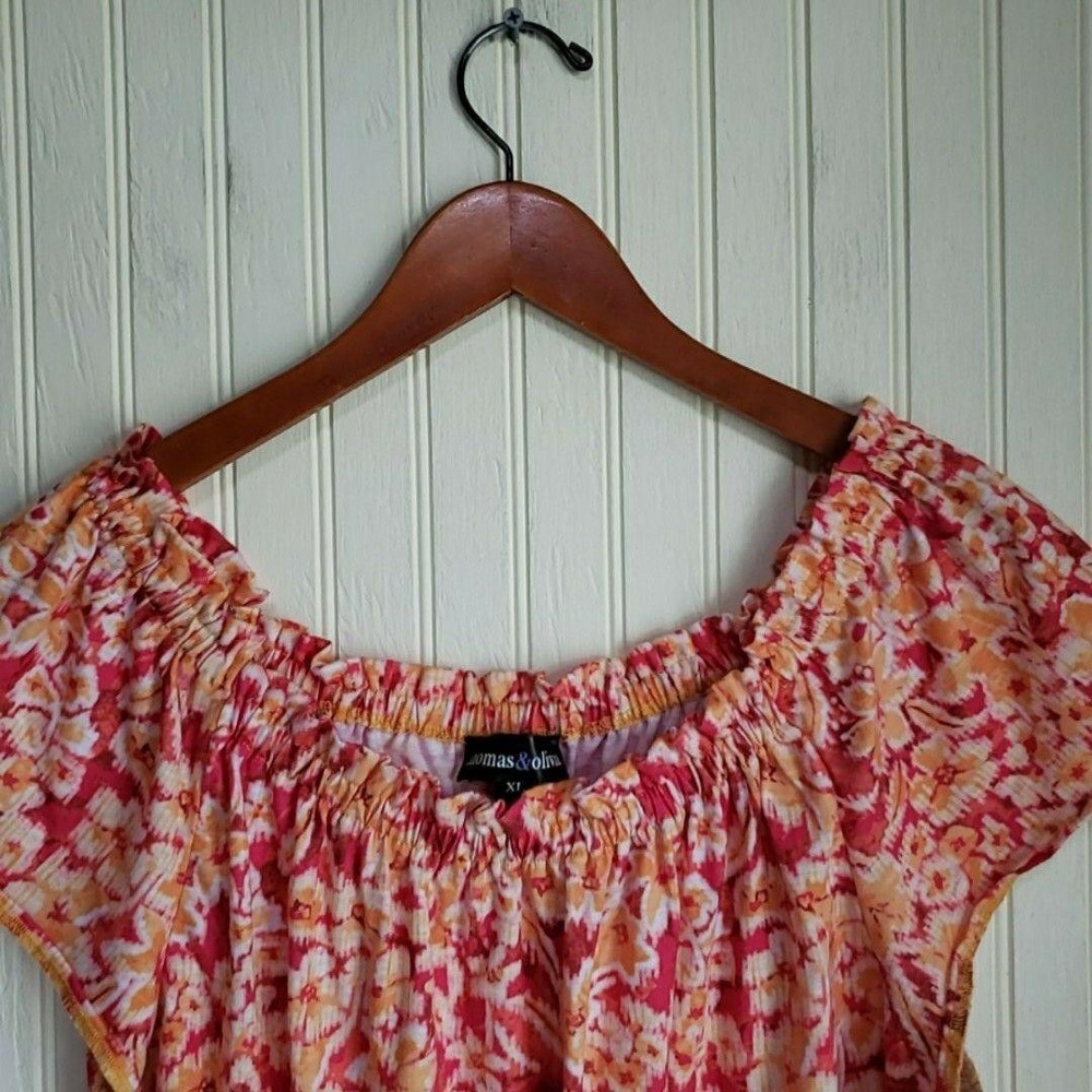 Thomas & Olivia Blouse Womens XL Multicolor Off Shoulder Short Kimono Floral Top